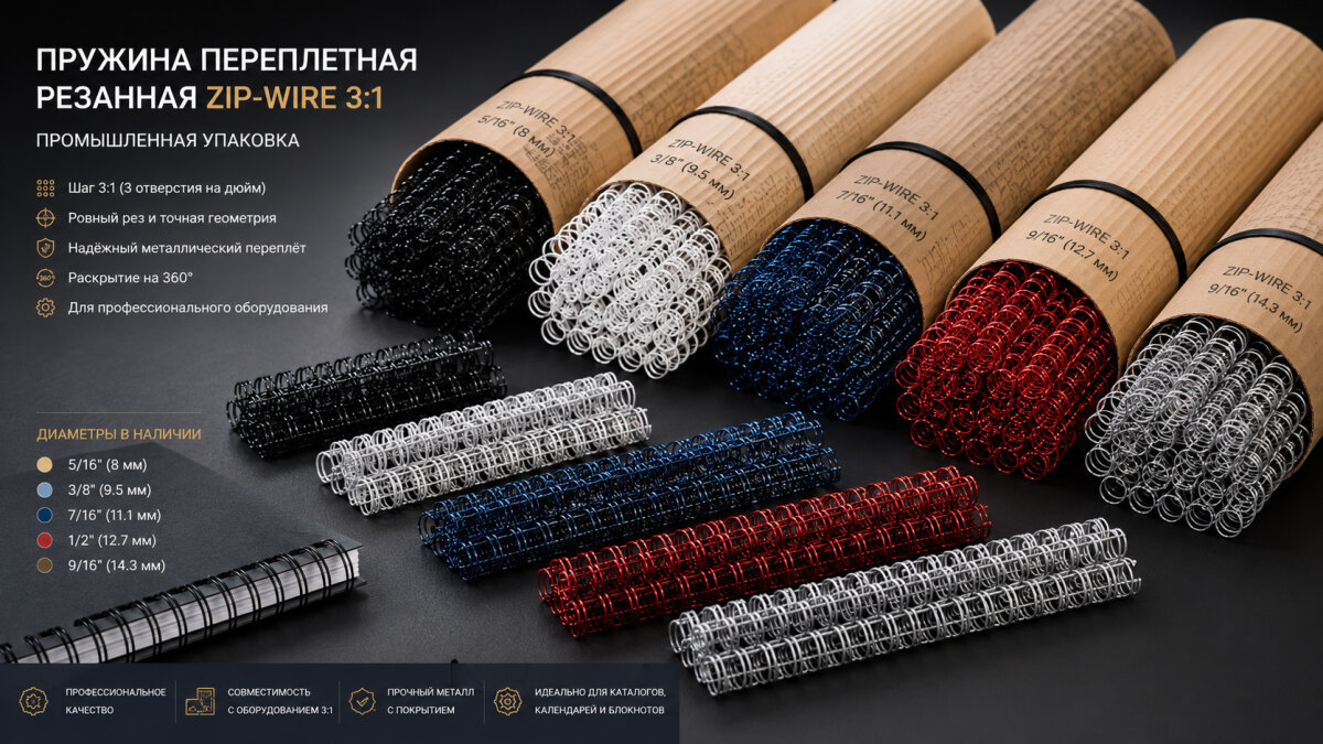 Пружина переплетная резанная ZIP-WIRE 3:1